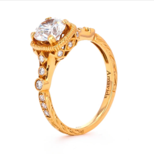 Gold Diamond Ring Standing Jewelry 360 Example